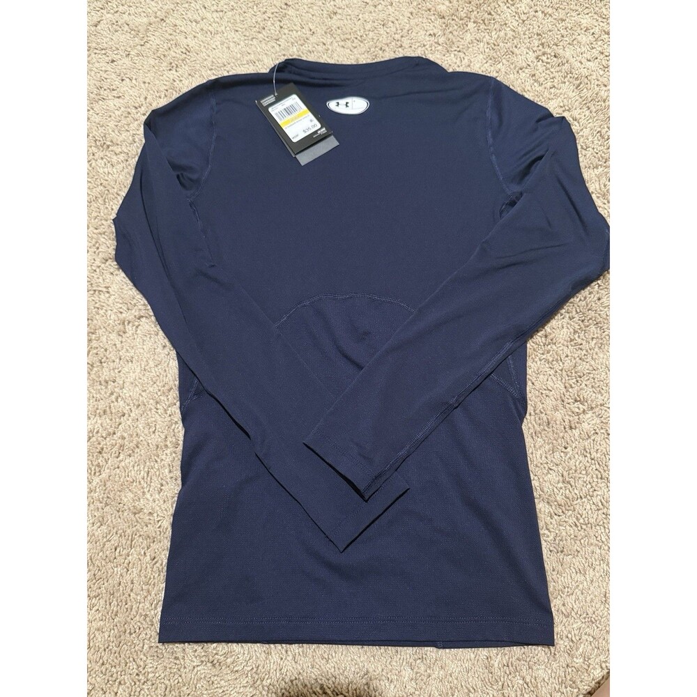 Under Armour HeatGear Armour Compression Shirt Men’s M Long Sleeve Nwt Dark Blue - Picture 4 of 4